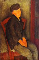 Seated Boy with Cap 1918 - Amedeo Modigliani reproduction oil painting