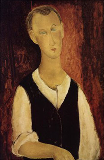 Young Man with a Black Waistcoat 1912 - Amedeo Modigliani reproduction oil painting