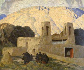 Church at Chimaya 1929 - Ernest L Blumenschein reproduction oil painting