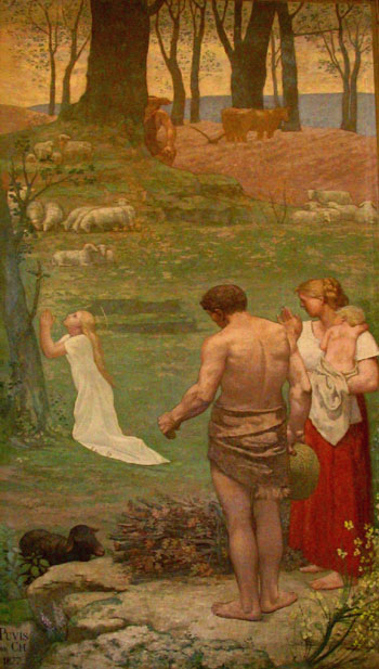 Saint Genoveva as a Child in Prayer - Pierre Puvis de Chavannes reproduction oil painting