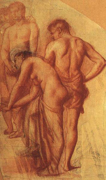 Study of Four Figures for Repose 1863 - Pierre Puvis de Chavannes reproduction oil painting