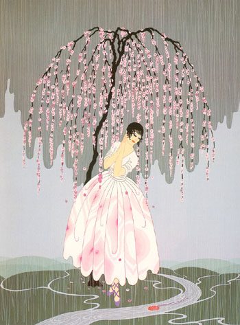 Blossom Umbrella - Erte reproduction oil painting