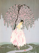 Blossom Umbrella - Erte reproduction oil painting