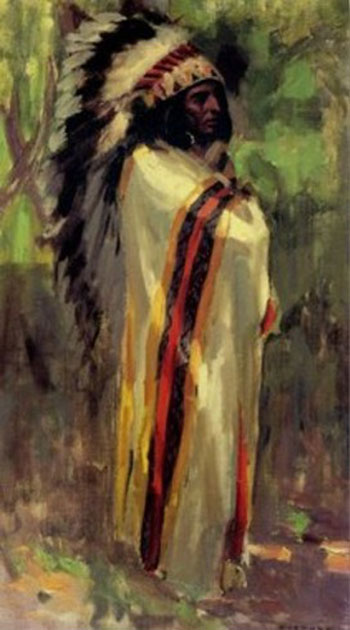Deep in Thought - E Irving Couse reproduction oil painting