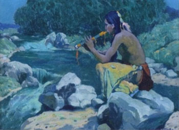 Flute Player 1930 - E Irving Couse reproduction oil painting