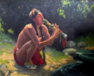 Flute Player B 1930 - E Irving Couse reproduction oil painting