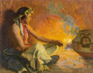 Golden Firelight - E Irving Couse reproduction oil painting