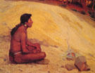 Indian Seated by A Campfire 1898 - E Irving Couse reproduction oil painting