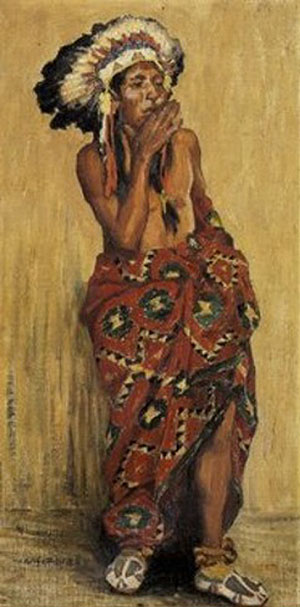 Indian with Blanket - E Irving Couse reproduction oil painting