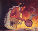 Indian by Firelight B - E Irving Couse