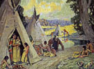 Indian Camp - E Irving Couse reproduction oil painting