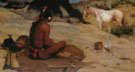 Peaceful Indian at a Campsite - E Irving Couse reproduction oil painting