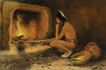 Roasting Corn 1904 - E Irving Couse reproduction oil painting