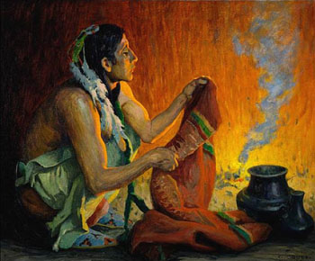 Smoke Ceremony - E Irving Couse reproduction oil painting