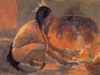 The Cornhusker - E Irving Couse reproduction oil painting