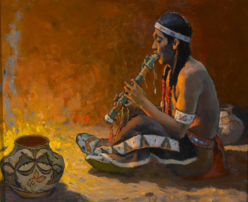 The Flute Player - E Irving Couse reproduction oil painting