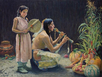 The Harvest Song 1920 - E Irving Couse reproduction oil painting