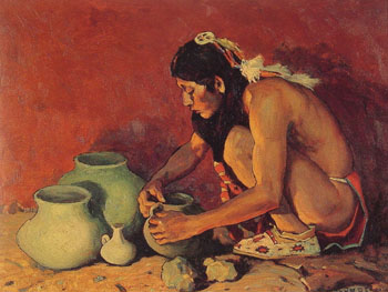 The Pottery Maker 1930 - E Irving Couse reproduction oil painting