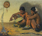 The TomTom Lesson 1932 - E Irving Couse reproduction oil painting