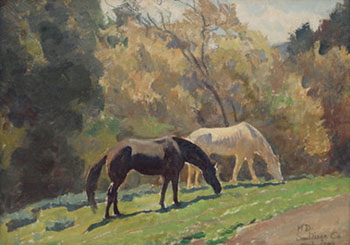 Horses Grazing 1938 - Maynard Dixon reproduction oil painting