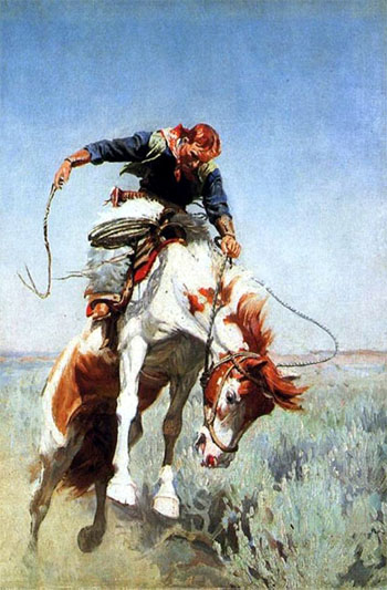 Bronc Rider - W Herbert Dunton reproduction oil painting