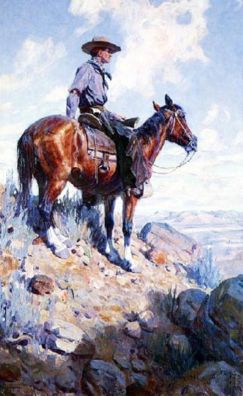 Western American Cowboy Painting 1906 - W Herbert Dunton reproduction oil painting