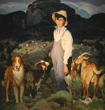 Little Boy with Goats 1926 - W Herbert Dunton reproduction oil painting