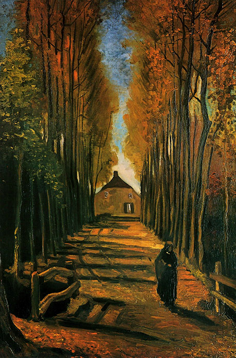 Avenue of Poplars in Autumn - Vincent van Gogh reproduction oil painting
