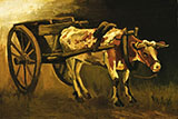 Cart with Red and White Ox - Vincent van Gogh reproduction oil painting