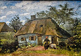 Cottage and Woman with Goat - Vincent van Gogh reproduction oil painting