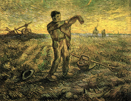 Evening The End of the Day After Millet November 1889 - Vincent van Gogh reproduction oil painting