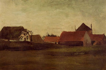 Farmhouses in Lossduinen Near the Hagueat Twilight - Vincent van Gogh reproduction oil painting