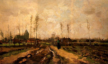 Landscape with Church and Farms - Vincent van Gogh reproduction oil painting