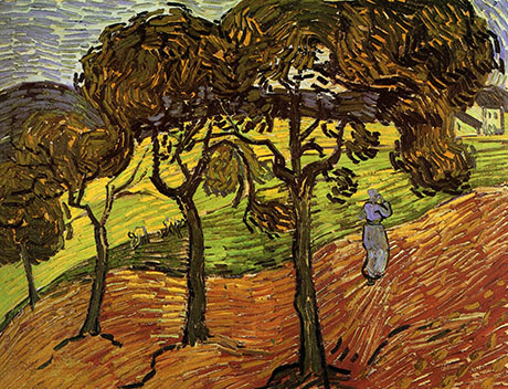 Landscape with Trees and Figures November 1889 - Vincent van Gogh reproduction oil painting