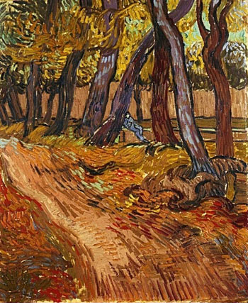Path in the Garden of the Asylum November 1889 - Vincent van Gogh reproduction oil painting