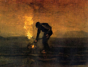 Peasant Burning Weeds - Vincent van Gogh reproduction oil painting