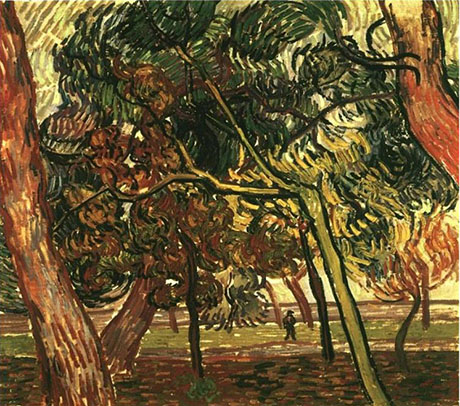 Pine Trees in the Garden of the Asylum November 1889 - Vincent van Gogh reproduction oil painting