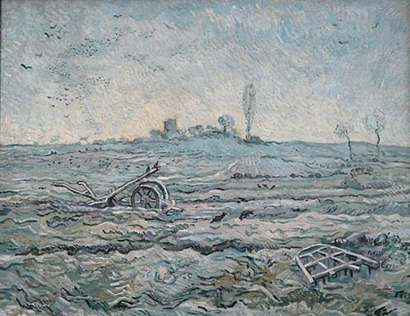 Snow Covered Field with a Harrow After Millet 1890 - Vincent van Gogh reproduction oil painting