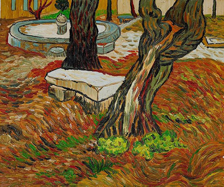 Stone Bench in the Garden of Saint Paul Hospital the November 1889 - Vincent van Gogh reproduction oil painting
