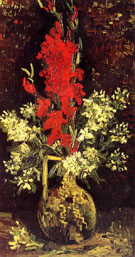 Vase with Gladioli and Carnations - Vincent van Gogh