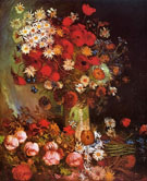Vase with Poppies Cornflowers Peonies and Chrysanthemums - Vincent van Gogh