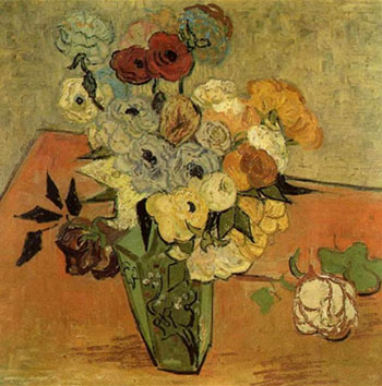 Vase with Roses and Anemones - Vincent van Gogh reproduction oil painting
