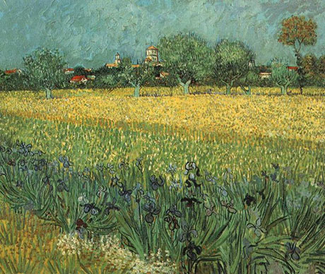 View of Arles with Irises - Vincent van Gogh reproduction oil painting