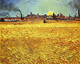 Wheat Field at Sunset 1889 - Vincent van Gogh reproduction oil painting