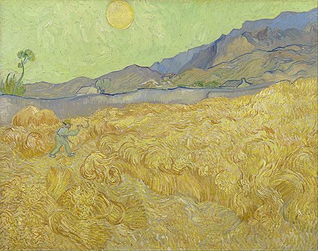 Wheat Fields with Reaper at Sunrise - Vincent van Gogh reproduction oil painting