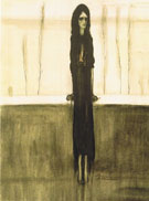 LAttente Femme Dans Une Attitude Tragique Dans Un Paysage Austere - Leon Spilliaert reproduction oil painting