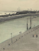 Port dOstende Quai Avec Deux Figures - Leon Spilliaert reproduction oil painting