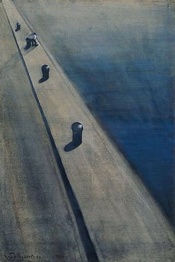 Wharf with Fisherman on a Mooring Post 1909 - Leon Spilliaert reproduction oil painting