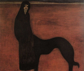 Young Woman and Dog - Leon Spilliaert reproduction oil painting