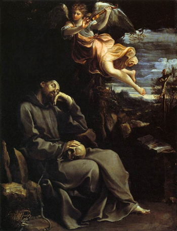St Francis Consoled by Angelic Music 1610 - Guido Reni reproduction oil painting